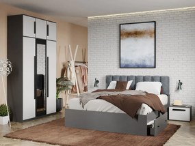 Set mobila dormitor 4 piese Alb/Gri antracit Oasis C07