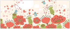 Tablou - Păsări pe o pajiște înflorită (120x50 cm)