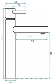 REA-B8803 - Baterie pentru lavoar TESS 31,5 cm aurie