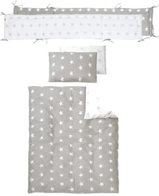 Pătuț alb cu roți și baldachin 60x120 cm Little stars – Roba