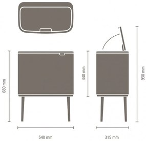 Brabantia Bo Touch 651106 Boklok de 36 de litri, 36 l, preparare lină și silențioasă, deschidere Golam, negru