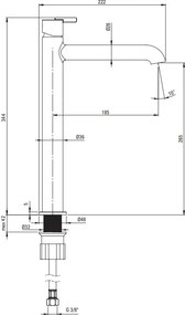 SILIA Baterie pentru lavoar înaltă BQS_R20K Finisaj: auriu periat