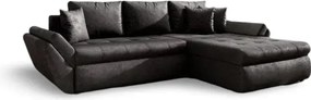 Colțar extensibil dumonde cu ladă de depozitare si sezut confortabil din spuma high-density, Loana Madagaskar Black II 270x185 cm