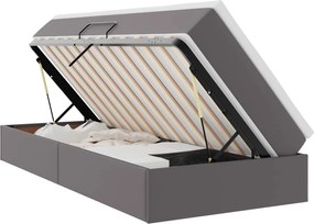 vidaXL Pat cu saltea și spațiu de depozitare cu saltea Gri 90 x 200 cm