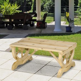 Outsunny Bancă de Grădină cu 2 Locuri, Design cu Roți, Bancă de Exterior din Lemn de Brad, pentru Terasă, Patio și Curte, 98x50x39,5 cm, Aspect Lemn Natural | Aosom Romania