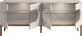 Bufet design modern cu iluminare interioara Gray and Walnut