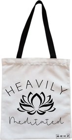Sacosa de Panza pentru Cumparaturi, Geanta Tote, Yoga Havily Meditated, Cu fermoar, 38x34.5 cm, Alba, BEKZ®