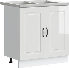 vidaXL Dulap de bucătărie cu ușă Kalmar Alb Lucios 80 x 46 x 81,5 cm