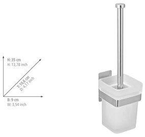 Perie de WC argintiu-lucios autoadezivă din sticlă Genova – Wenko