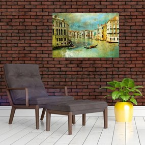 Tablou - Canalul de la Veneția și gondole (90x60 cm)
