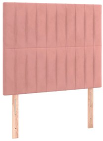 Pat box spring cu saltea, roz, 90x190 cm, catifea Roz, 90 x 190 cm, Benzi verticale