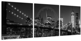Tablou cu podul Brooklin în New York (cu ceas) (90x30 cm)