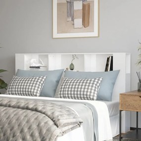 Tablie de pat cu dulap, alb extralucios, 180x18,5x104,5 cm Alb foarte lucios, 1