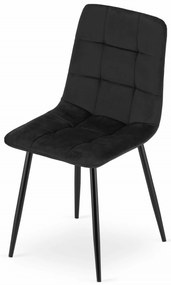 Scaun catifea negru KARA cu picioare negre