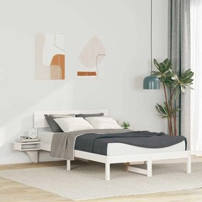 vidaXL Cadru de pat cu mese laterale cu headboard Alb 140 x 190 cm