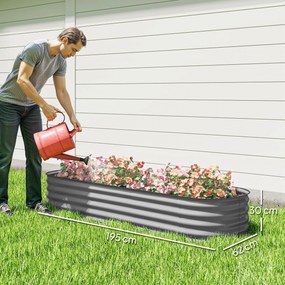 Outsunny Pat înalt pentru plante, pat modular înălțat, muchii protejate, design fără fund,  195 x 62 x 30 cm, Argintiu | Aosom Romania