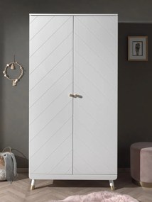 Set Dormitor Complet pentru Copii, 4 Piese, 90x200 cm, Alb Satinat (Pin Masiv și MDF) – Billy – Vipack