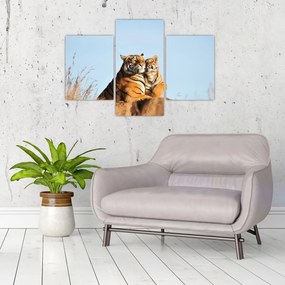 Tablou - Tigroaica cu pui (90x60 cm)