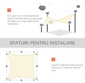 Outsunny Panza Umbrire Dreptunghiulara, Copertina soare de exterior in poliester Anti UV Respirabila 3x4m Alb crem Dreptunghiulara | Aosom Romania