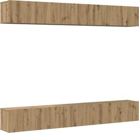 vidaXL Set comodă TV Pe perete 6 pcs Stejar Artizanal Lemn compozit