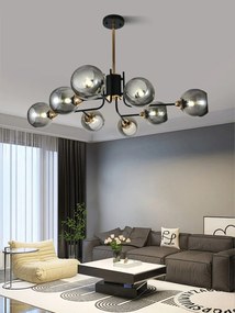 Lustra model N6802-8 – 8 abajururi elegante, finisaj negru