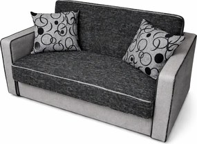 Canapea SAMY NEXT extensibila, 2 locuri, cu lada de depozitare, stofa gri cu negru, cadru metalic, 152x100x92 cm Gri + Negru, stofa