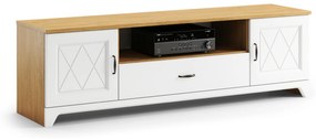 Mazzoni Comodă TV PROVENZA D2SZ1 Stejar Piatră/Alb Mat - MASA TV PENTRU LIVING RETRO