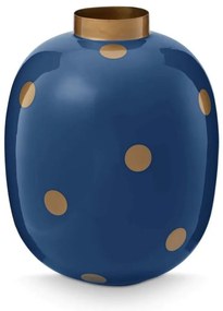 Vaza decorativă, din metal, Pip Studio, Dots Navy/Gold, 32 cm, colecția Dot Delight