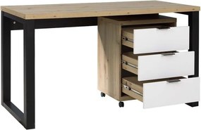 Birou MARO I – 135x65x75.2 cm – Stejar Artisan / Negru+Alb