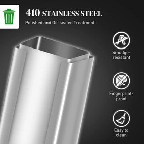 HOMCOM Coș de Gunoi de 20L Antiamprentă cu Închidere Lentă și Găleată Detașabilă, Coș cu Pedală, pentru Bucătărie, Living, Birou și Studiu, 21.5x37.2x57 cm, Argintiu | Aosom Romania