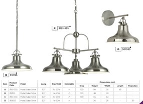 Lustra design industrial Dallas 3L argintiu satin 3183-3SS SRT