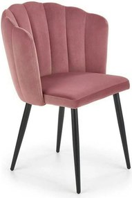 Scaun tapitat K386, roz/negru, stofa catifelat/metal, 60x58x84 cm