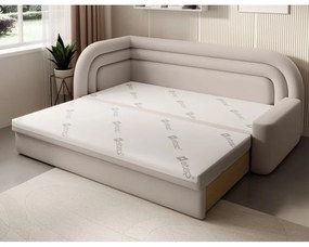 Canapea bej extensibilă/cu spațiu de depozitare cu tapițerie din catifea cu colț pe partea stângă 223 cm Fabillo – ELTAP