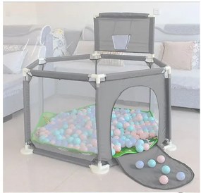 Țarc pentru copii cu mingi și coș 130x65x110cm GREY
