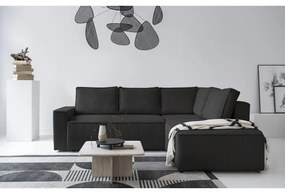 Colțar gri antracit extensibil cu tapițerie din catifea reiată (cu colț pe partea dreaptă) Brave Dave – Miuform