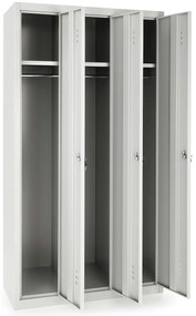 Dulap metalic - 3 compartimente, 90 x 50 x 150 cm, incuietoare cu cilindru, verde - ral 6033