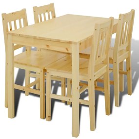 241220 vidaXL Masa de sufragerie din lemn cu 4 scaune, natural
