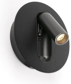 Aplica cu reader LED directionabil stil minimalist TIMIT USB C negru