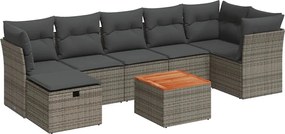 vidaXL Set canapele de grădină cu perne, 8 piese, gri, poliratan
