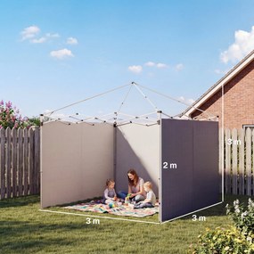 Outsunny 3 Pereți Laterali pentru Pavilioane 300x300 cm, 300x200 cm, Pereți Laterali de Rezervă din Țesătură Oxford cu Fermoar, Albastru | Aosom Romania