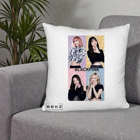 Perna Personalizata K-pop BLACKPINK Negru, 40x40 cm, Alb Pufos, Husa Detasabila, Perna Inclusa, BEKZ®