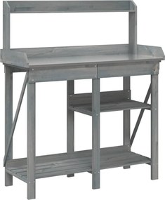 vidaXL Bancă cu spalier pentru plantare, gri, lemn masiv de brad