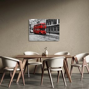 Tablou pe sticlă - Londra cu autobuz (70x50 cm)