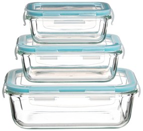 Set caserole din sticla cu capac, 3 bucati