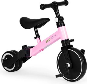 Triciclu cu mâner de împins 2 în 1 roz