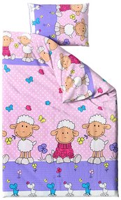 Lenjerie de pat creponata pentru patut OITE roz Dimensiune lenjerie de pat: 45 x 65 cm | 90 x 135 cm