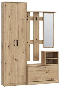 Panou pentru hol KAVI cu oglindă, stejar artisan