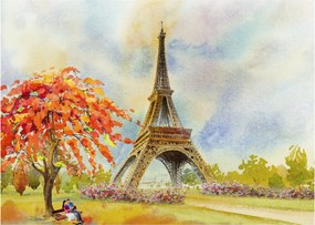 Tablou pictat cu turnul Eiffel (70x50 cm)