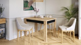 Mazzoni FONTE Stejar Craft Auriu / Negru Mat - MASĂ CLASICĂ DE BUCĂTĂRIE/LIVING EXTENSIBILĂ PÂNĂ LA 130 sau 155 cm!