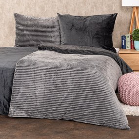 Lenjerie de pat din micro-flanelă 4Home Stripe,gri, 140 x 200 cm, 70 x 90 cm, gri